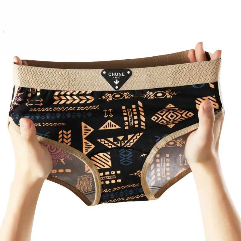 

Cotton Sports Printed Underwear Antibacterial Crotch Comfortable Panties Sexy Lingerie Women Breathable Solid Seamless Briefs
