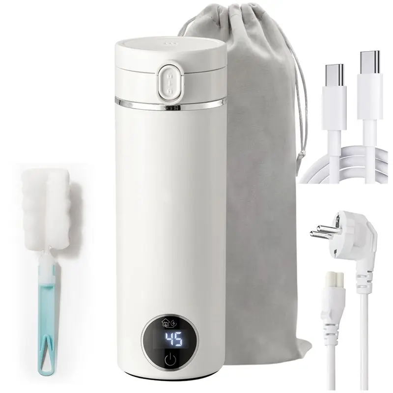 【BRAND NEW】500Ml Mini Portable Travel Kettle, USB-C Electric Water Heater, 300W Fast Heating, 37‑100°C Temperature Control EU Pl