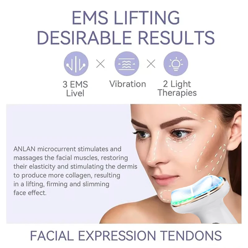 7-color LED Photon Therapy Facial Cold and Hot Compress Neck Beauty Device EMS Microcurrent Lifting Chin Massage Instrument