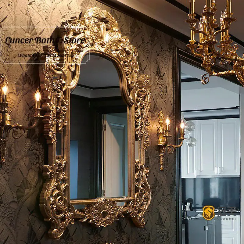

French Vanity Mirror, Antique Bedroom Makeup Mirror, Wall Mounted Vintage Mirror for Bathroom, Tabletop Dressing Mirror