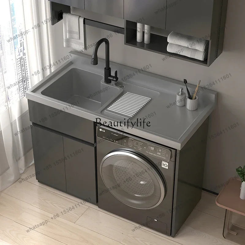 D30*Balcony Honeycomb Aluminum Board Wash Wardrobe Combination Washing Machine All-in-One Cabinet Partner Custom Corner Cutting