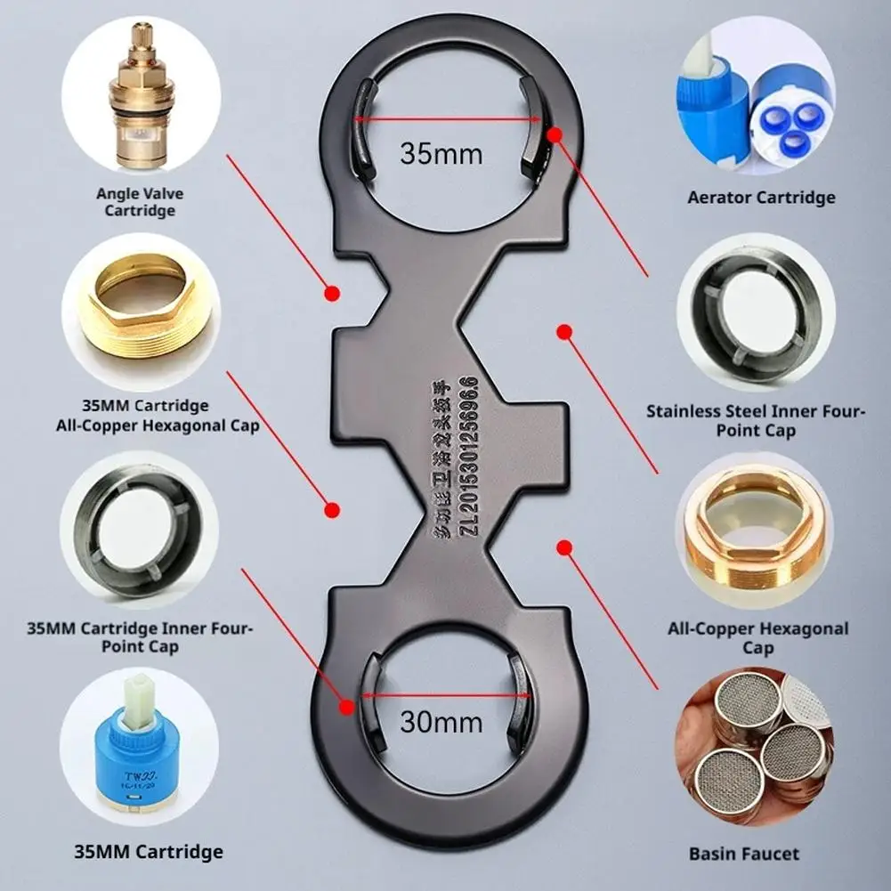 Bathroom Shower Faucet Wrench Universal Faucet Wrench Household Faucet Valves Cores Removal Repair Spanner Hand Tool 6 in 1