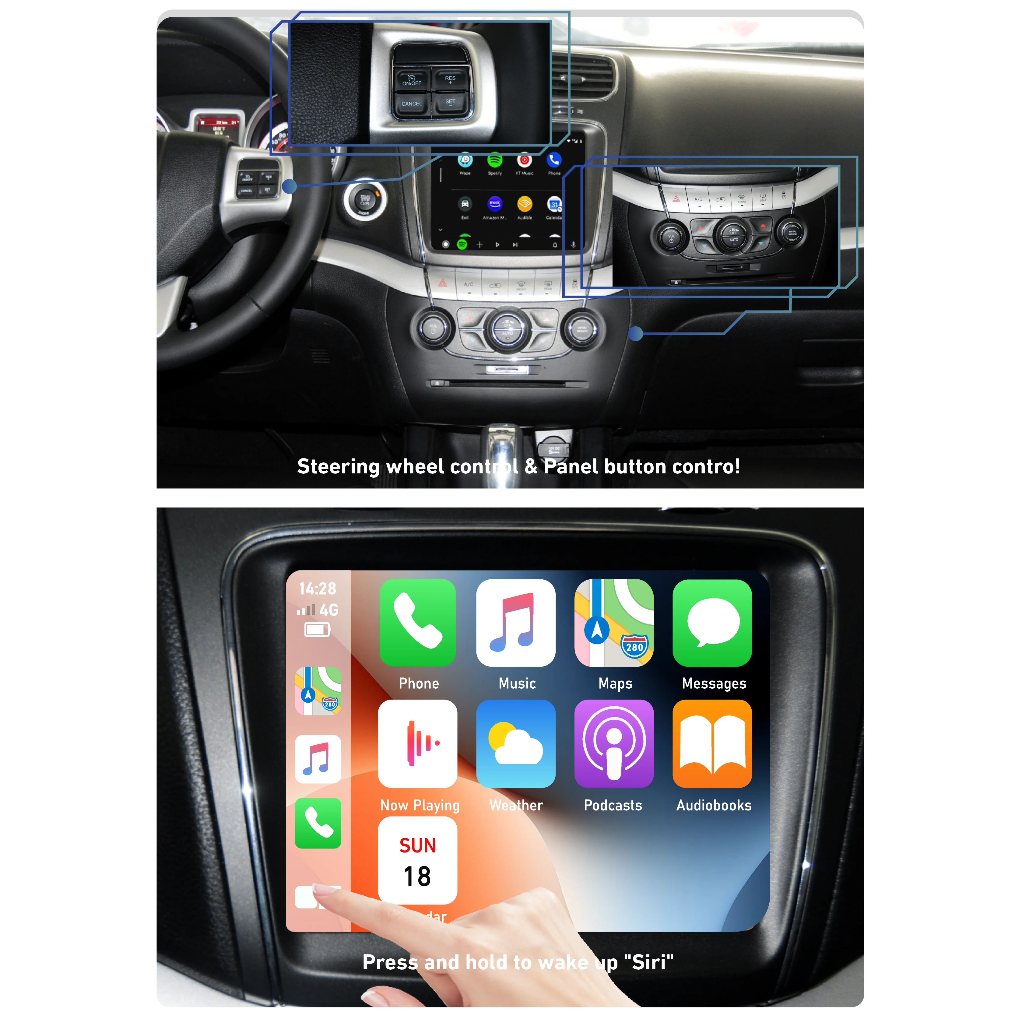 Sinairyu беспроводной Apple CarPlay для Fiat Freemont 500 500X GRande Punto Panda 8,4 ''зеркало Android Auto AirPlay Модернизированная коробка