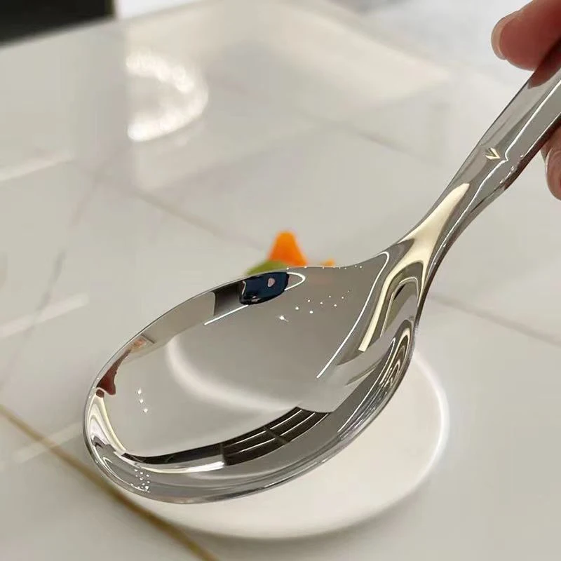 Stainless Steel Round Spoon Net Red Golden Dinner Long Handle Stirring Dessert Spoons For Kitchen Accessories Gadgets