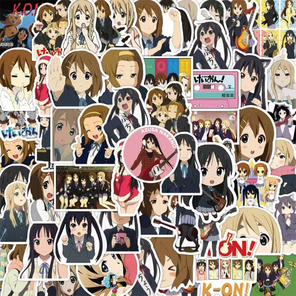 10/30/50pcs K-ON！Anime Music Girl Stickers Cute Hirasawa Yui Cartoon Decals Water Bottle Guitar Phone Laptop Sticker Decoration