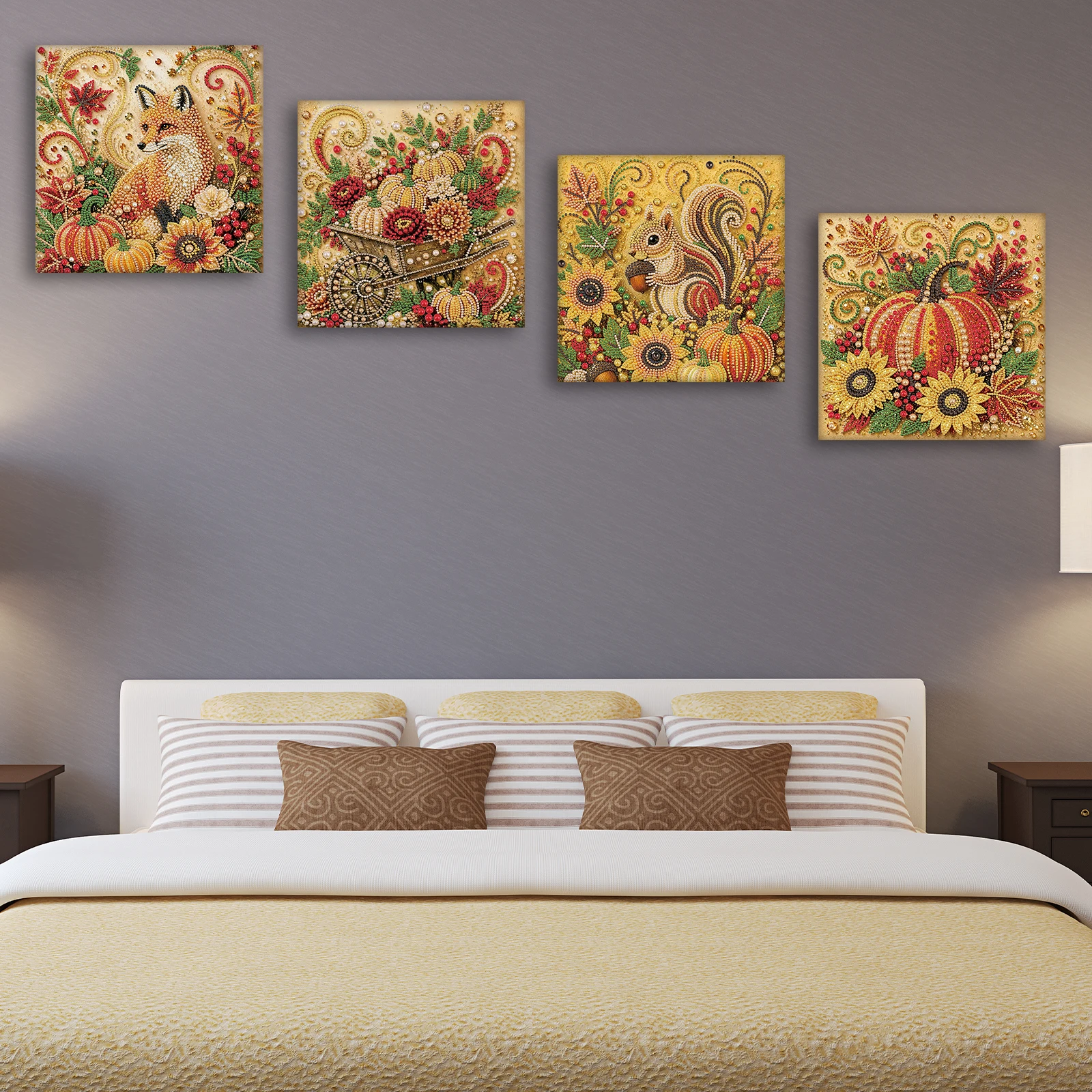 طقم رسم باللؤلؤ على قماش مؤطر  - مراجعة Art And Craft Autumn وسعره