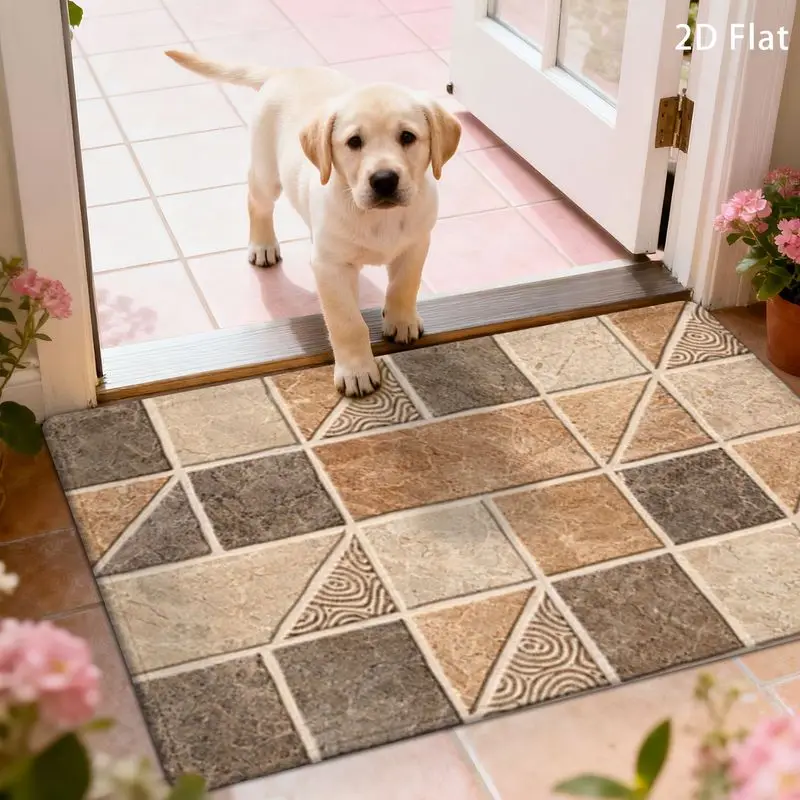 Modern Marble Tile Kitchen Area Rug Soft Non Slip Entryway Runner Laundry Room Hallway Home Decor Luxury Style Floor Mat