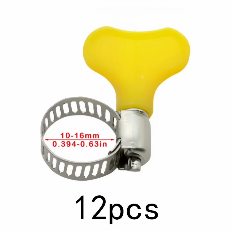 12 pcs Stainless Steel Material 10-16mm Handle Pipe Clamps, great for Home Water Pipe Fixing, Strong Secure Grip