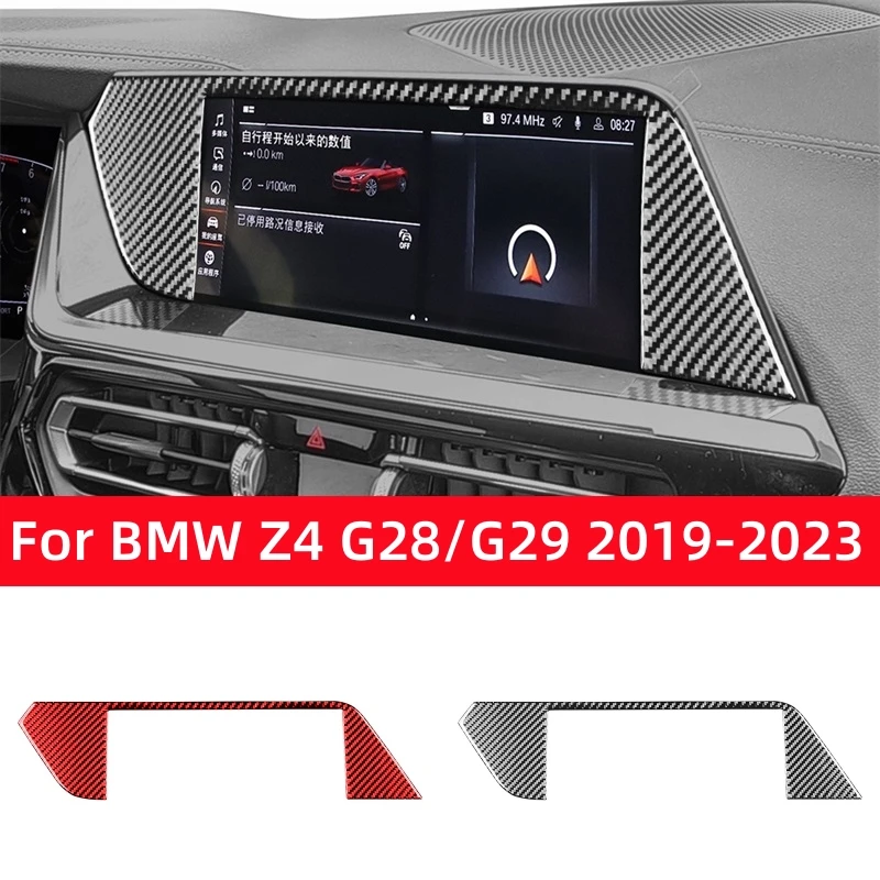 For BMW Z4 Series G28 G29 2019-2023 Carbon Fiber Accessories Car Central Control Navigation Panel Trim Cover Frame Stickers