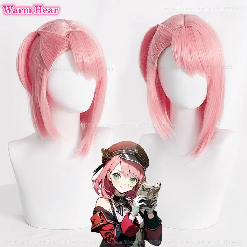 Charlotte Cosplay Wig  Short 30cm Pink Side Ponytail Wigs Heat Resistant Hair Cosplay Anime Party Wigs + Wig Cap