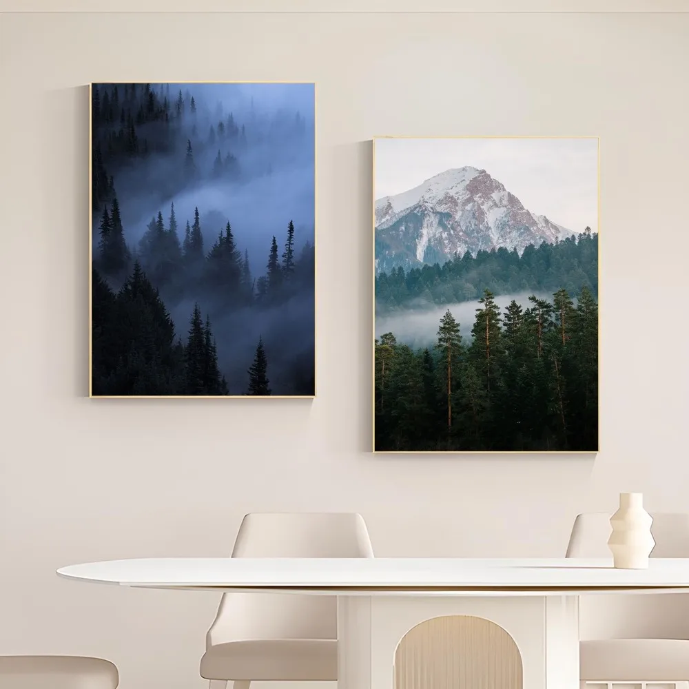 1pc Natural Scenery Forest Poster Good Quality Prints and Posters Vintage Room Home Bar Cafe Decor Aesthetic Art Wall Painting