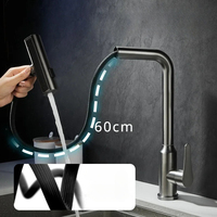 Single Hole 360 Degree Rotatable Pull Out Kitchen Sink Mixer Tap Four Function Stream Sprayer Hot Cold Water Washbasin Faucet