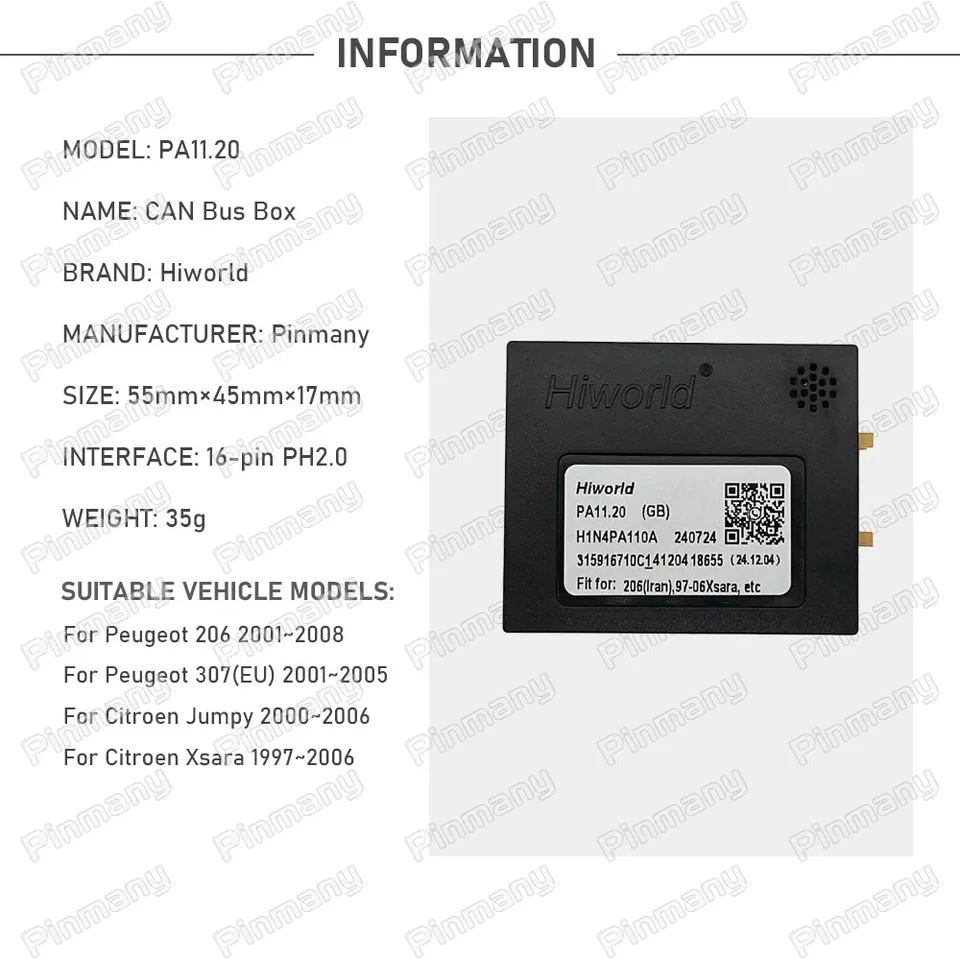Auto Radio CAN Bus Decoder Hiworld PA11 16-pin Black Box for