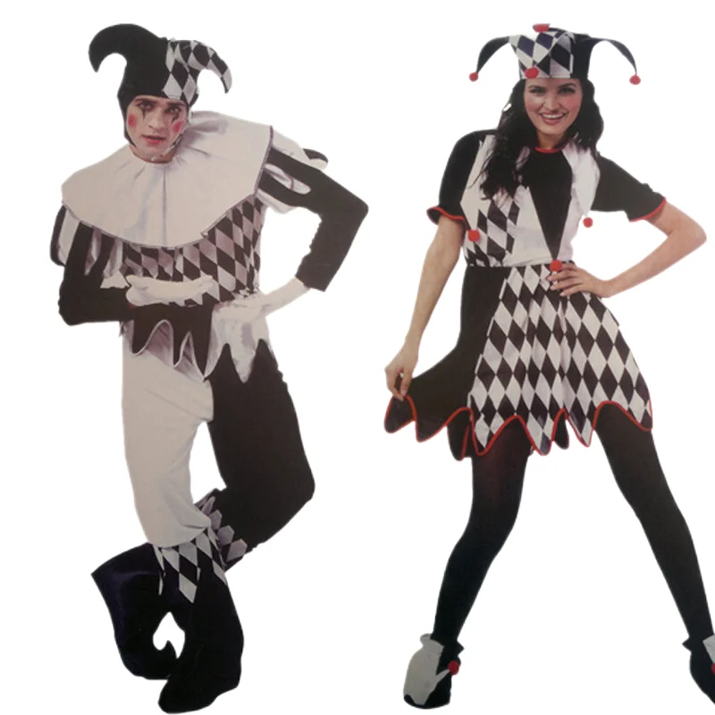 Disfraces de Halloween divertido disfraz de payaso Cosplay y sombrero para adultos hombre mujer conjunto innovador fiesta de disfraces de Carnaval