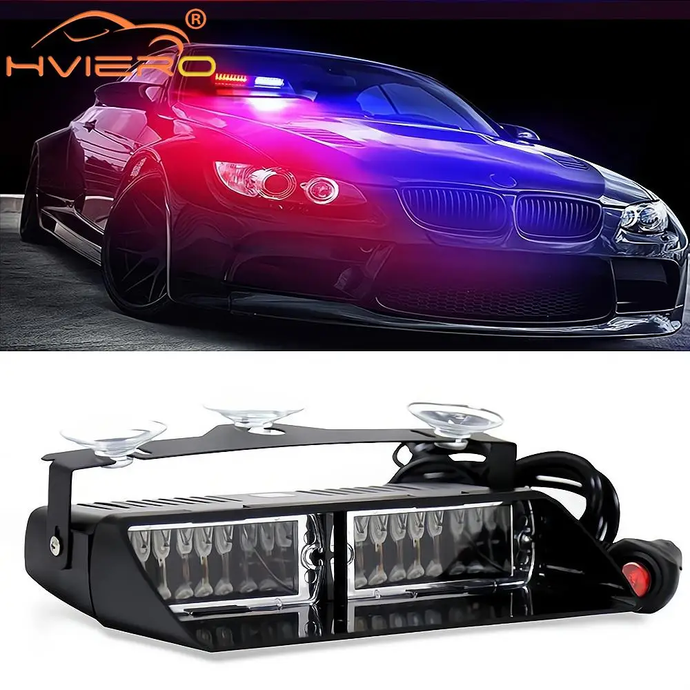 16LED Universal Warning Led Car Lamp RGB Strobe Flash Light Auto High-power Changeable Radio Signal Emergency Police Windshield