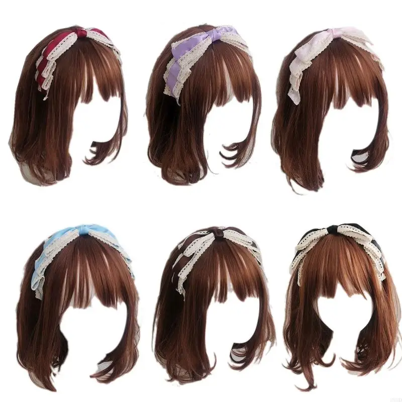

Big Bowknot Hair Hoop Vintage Lace Headband Headwear Headdress Accs Hair Hoop for Street
