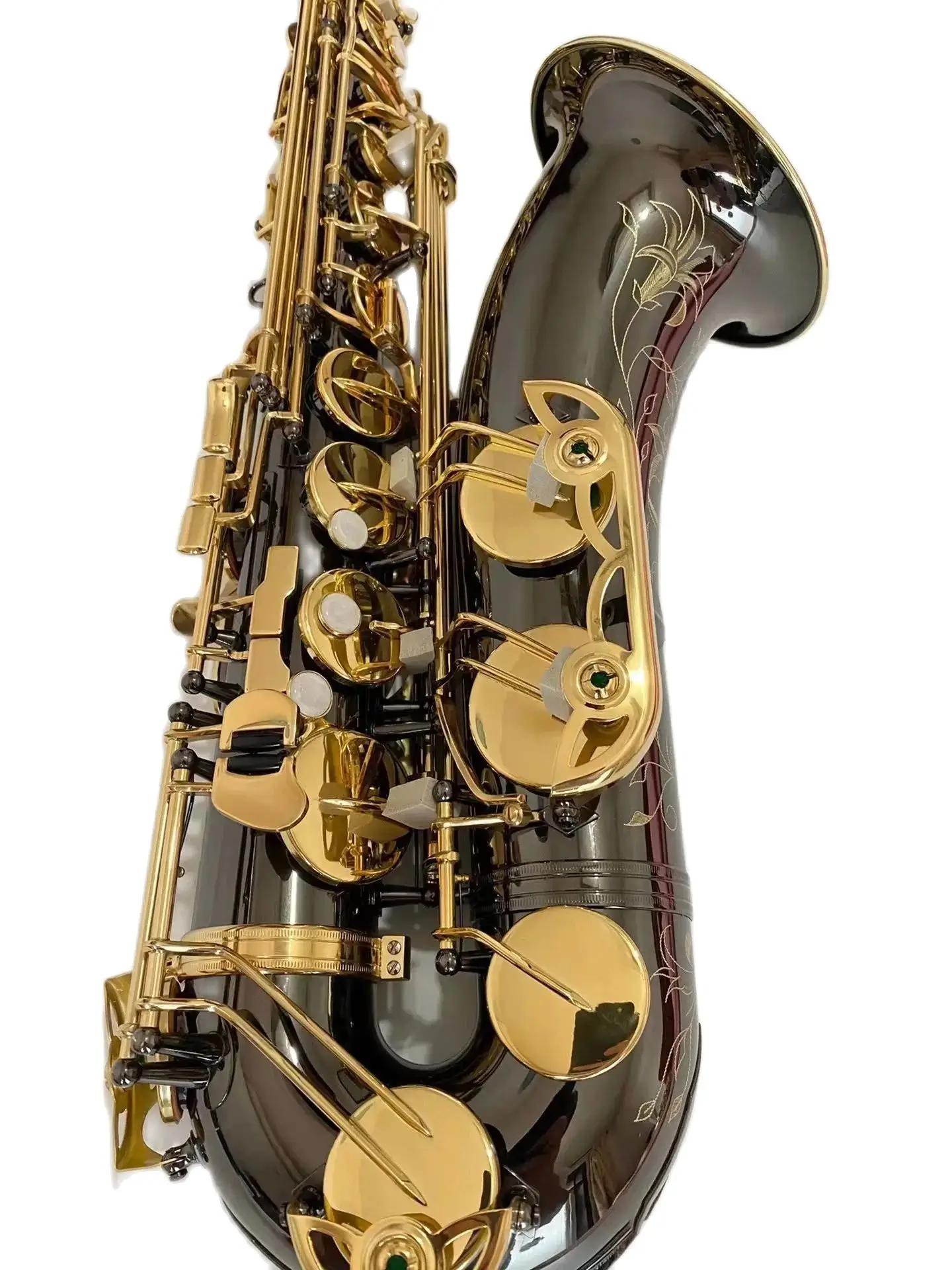 

Black professional Tenor saxophone B-flat engraving exquisite pattern black nickel gold tenor saxophone jazz instrument