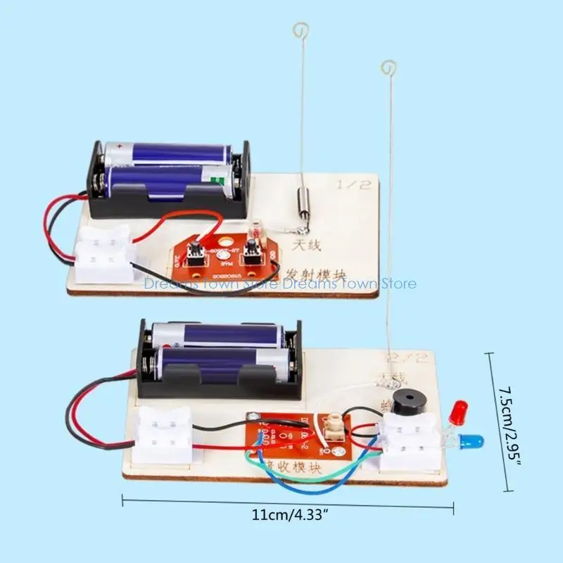 HX6A DIY Wireless Transmitter Experiment Kits Wooden Physics Model Assemble Kits for Student Teaching Learning Stem Project