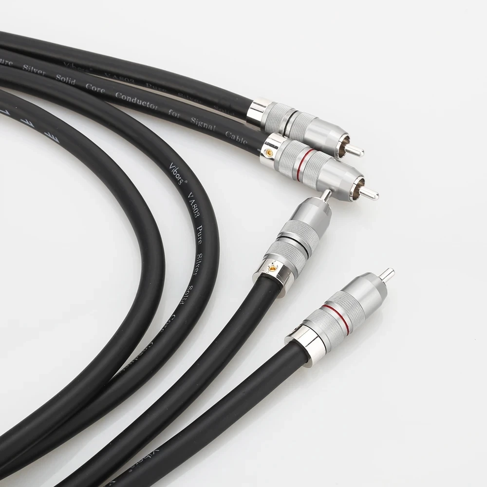 Viborg VA803 High-End Pure Solid Silver Premium Audio RCA Interconnect Cable Phono Stereo Analogue RCA Plug, HIFI