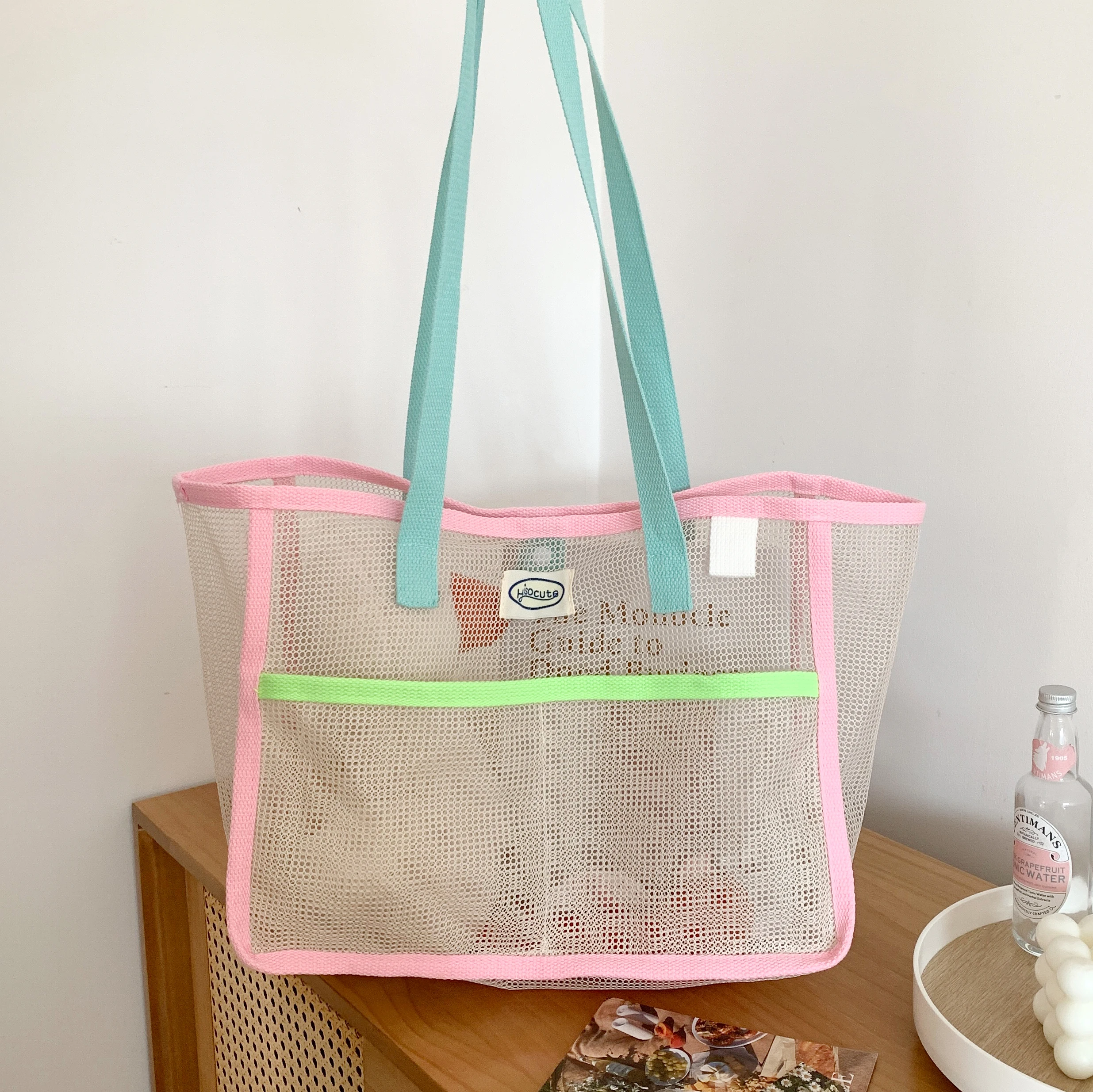 Ladies Summer Transparent Mesh Breathable Handbag Outdoor Beach Shower Handbag