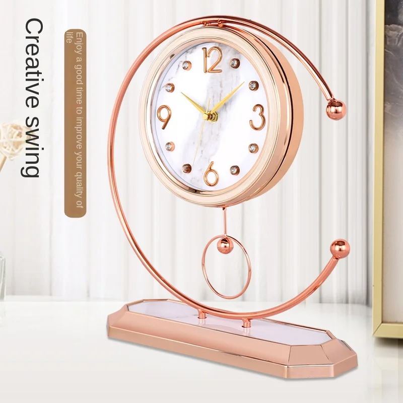 Pendulum Clock Shi Ying Living Room Desktop Metal Desk Clocks Home Desktop Fashion Clocks Put Desk Clocks Clock Ornaments