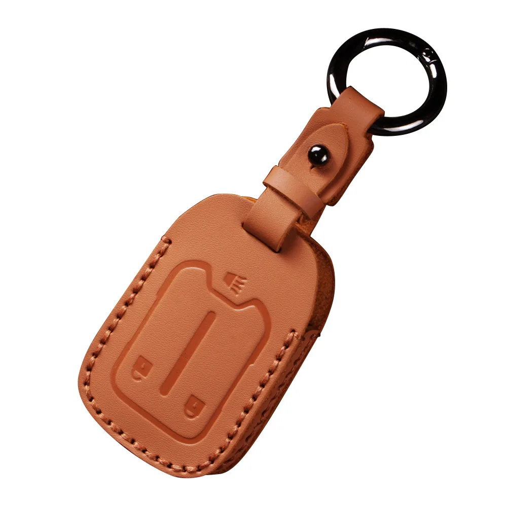 Genuine Leather Car Key Case Cover Bag Chain Shell Protector Fob Holder for Chevrolet GMC Cross-Border Accessories
