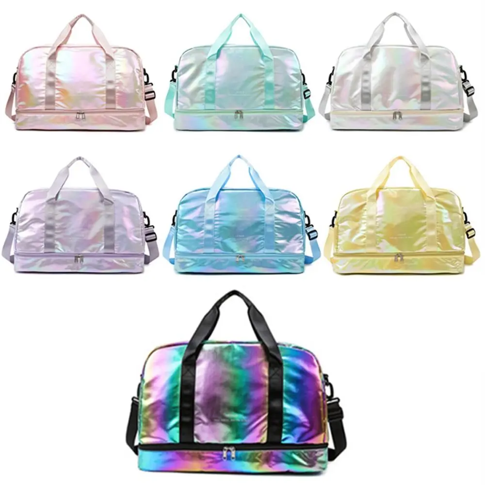 Pearlescent Fabric Gym Bag Multicolor Wet Dry Separation Fitness Handbag Fashion Crossbody Women's Travel Bag Camping