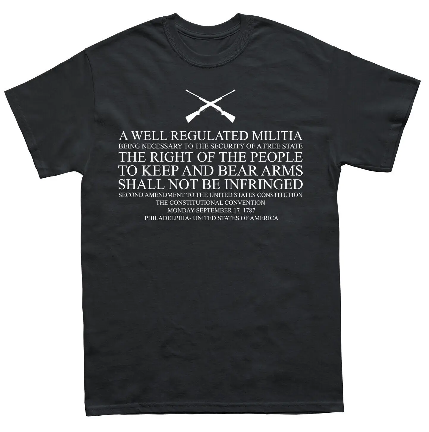 'Well Regulated Militia' Patriotic Gun Rights 2nd Amendment T-Shirt 100% Cotton O-Neck Short Sleeve Summer Casual Mens T-shirt