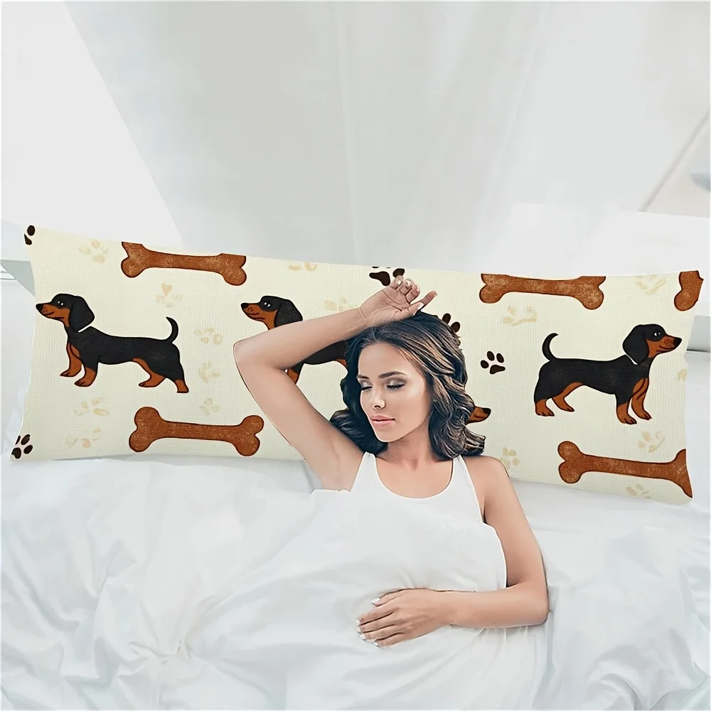 A Cartoon Long-haired Lion Dog Body Pillowcase, Short Plush, Double-sided Artistic Design, Zipper Closure, Polyester Material, M