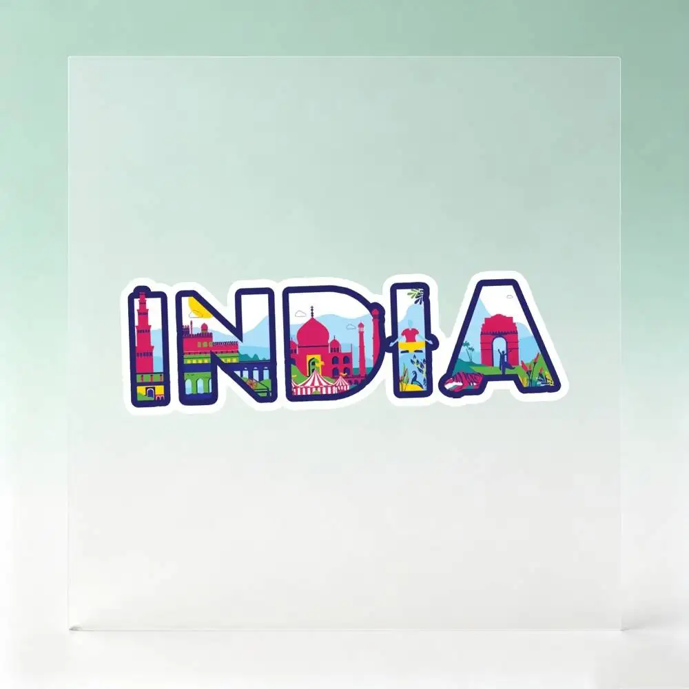 India With Landmarks Design Casual Waterproof Stickers For Decorating Car Windows Motorcycles And Computers.
