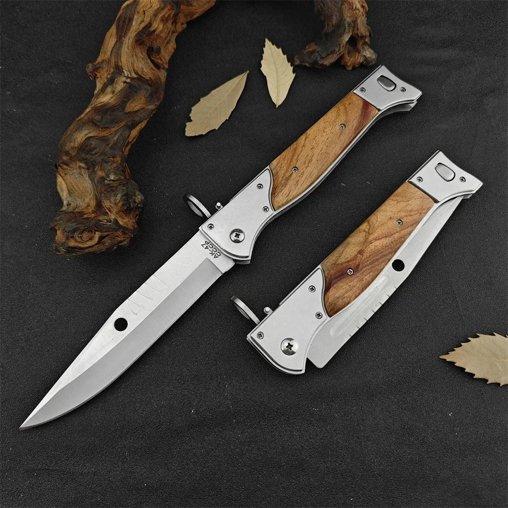 AK47 CCCP Pocket Folding Knife High Hardness 440C Blade Colored Wooden Handle Outdoor Survival Camping Hunting EDC Tool