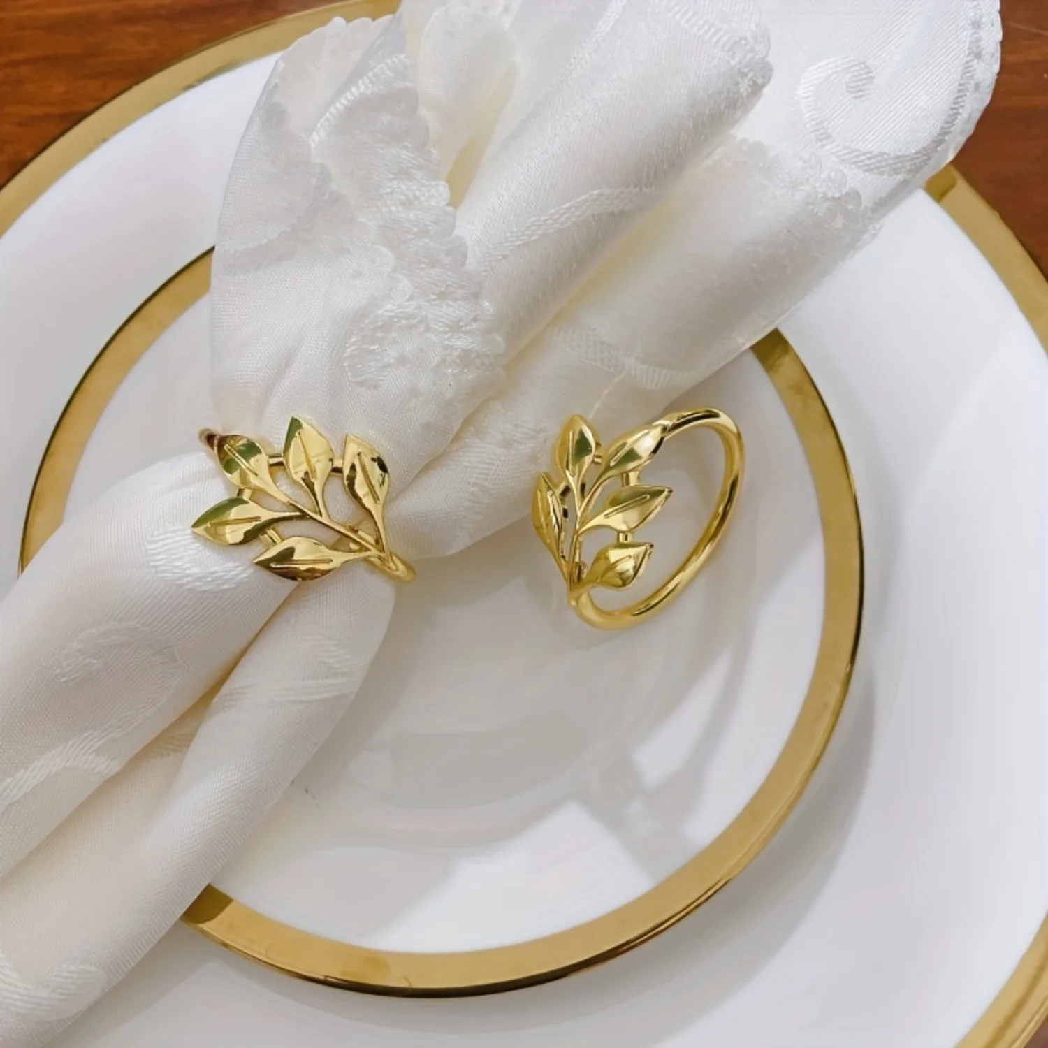 24pcs Alloy Napkin Ring Set | Elegant Leaf Design | High-end Metal Buckles for Wedding, Party, Hotel | Decorative Table Accessor