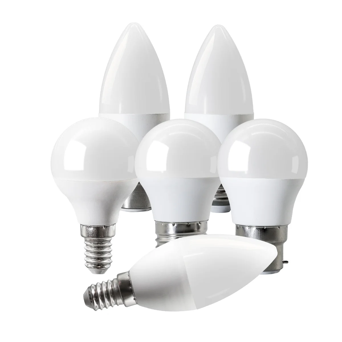 

6 шт. E14 E27 B22 светодиодные лампы AC100-240V AC220V лампы-свечи энергосберегающие лампы Ra80+ теплое и холодное освещение для домашнего фойе