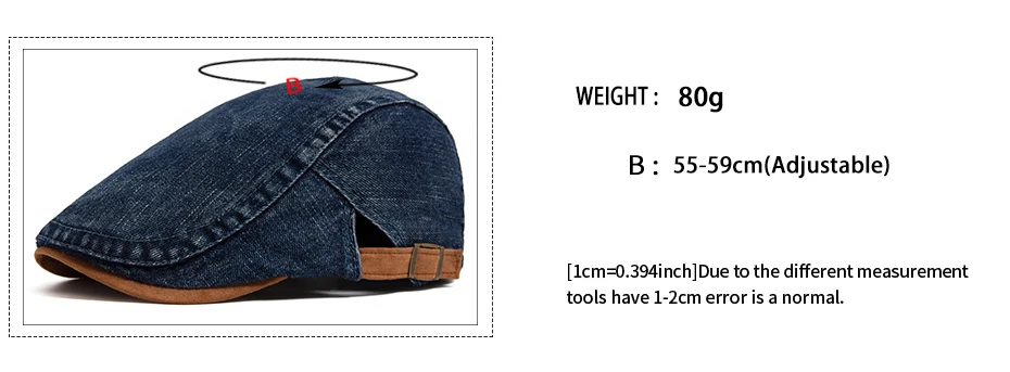 Denim Baumwolle Newsboy Cap Frauen Patchwork Braun Weiche Baskenmütze Männer Flache Visier Hut Vintage Für Frühling Herbst Sommer Casual Einstellbar – Detail 3