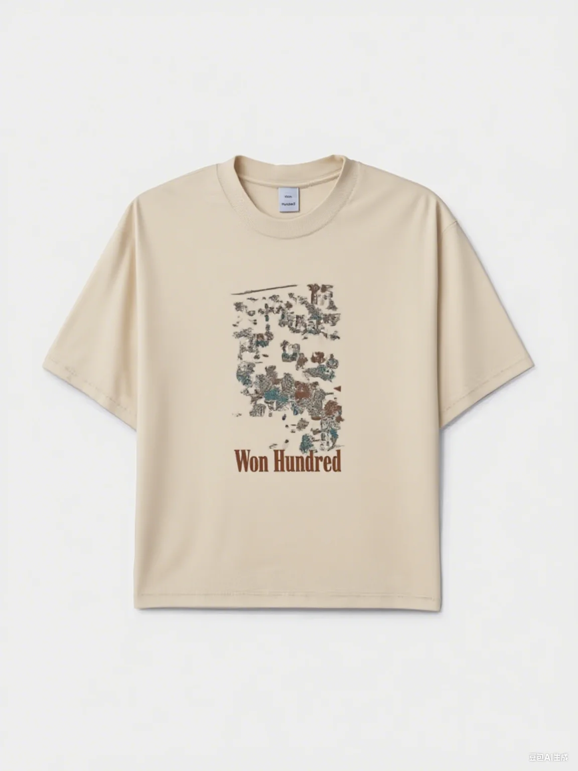 

Cotton T Shirt By Hundred Featuring Intricate Print Design and Brand Logo Trendy Printed Brand Pure Cotton T-shirt Short Sleeve