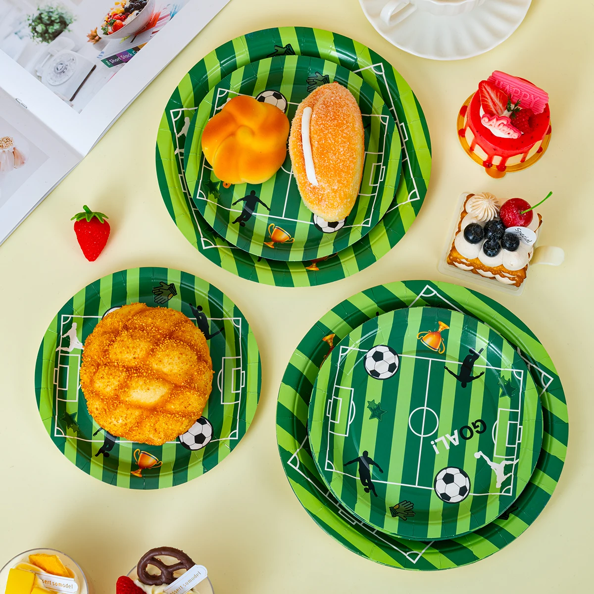 10/25/50pcs Disposable Soccer Field GOAL! Paper Plates Football Themed Plates for Kids Birthday Party Supplies image 4