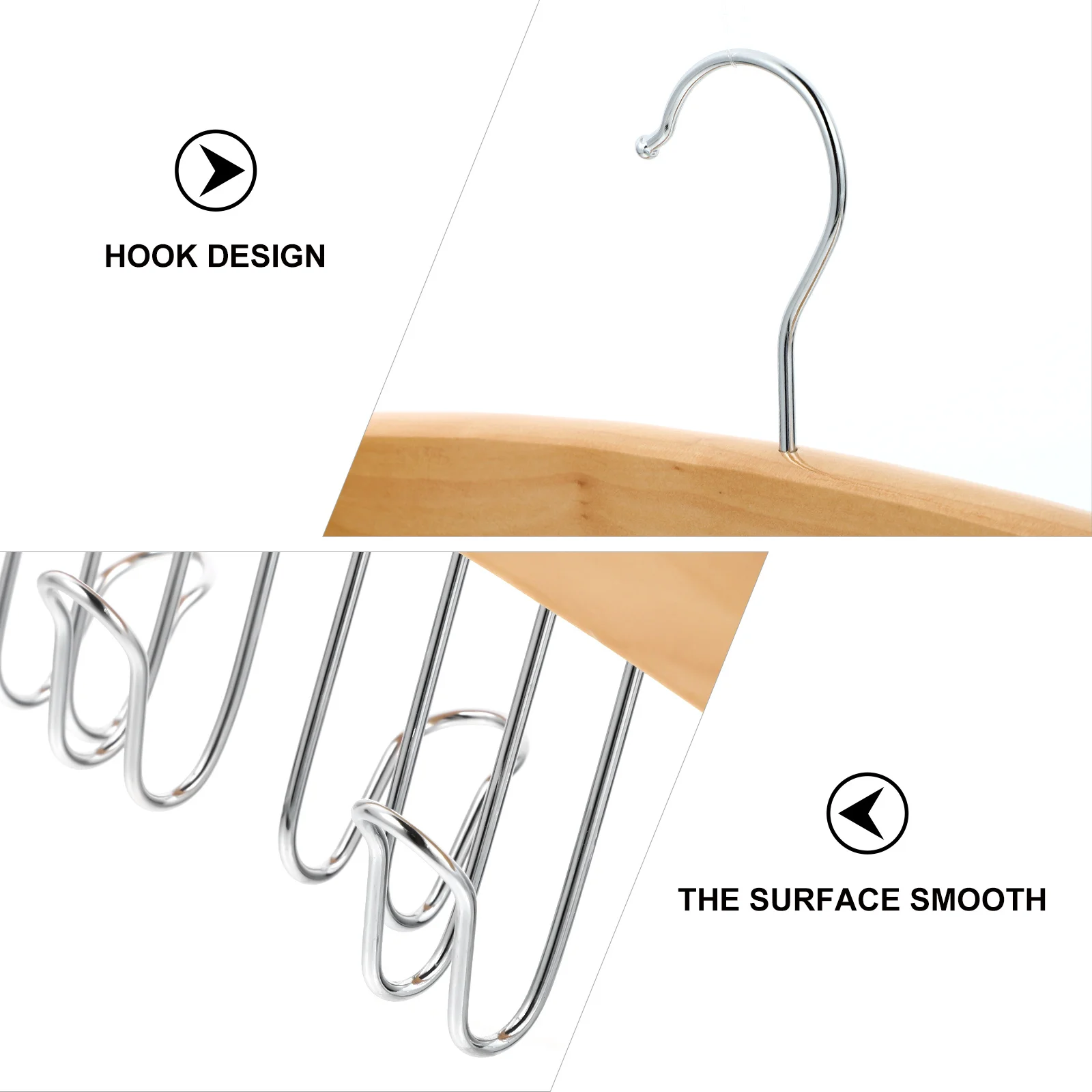 

1Pcs Anti-Slip Wooden Tie Rack Multi-Functional 12 Hooks Belt Organizer Closet Storage Hanger for Scarves Necklaces