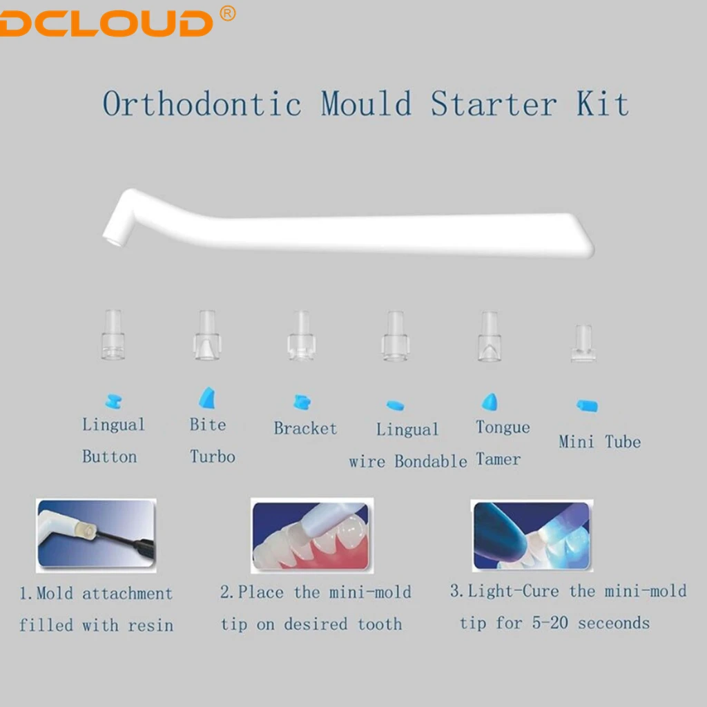 1Set Dental Orthodontic Mould Starter Kit Mini Mold Injection Bracket Suit Ortho Forming Dentist Accessory 6 Silicone 1 Tool