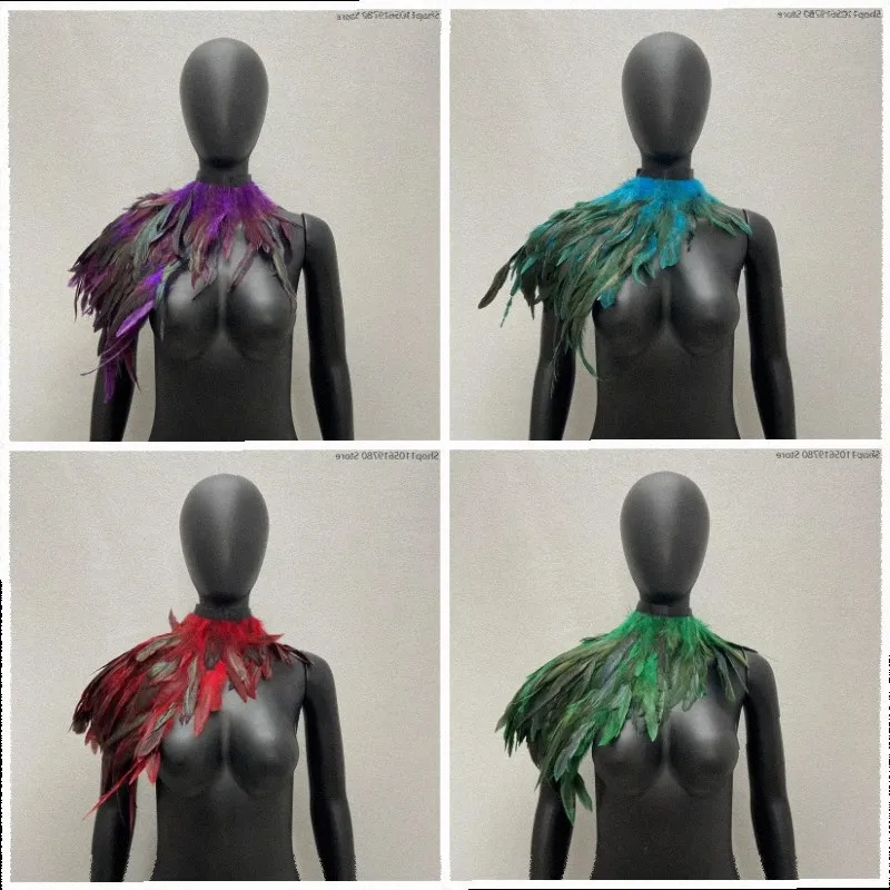 Punk Gothic One‑Shoulder Feather Shawl Cosplay Costume Accessory For Halloween Carnival Masquerade Role Play Dress Up 2026