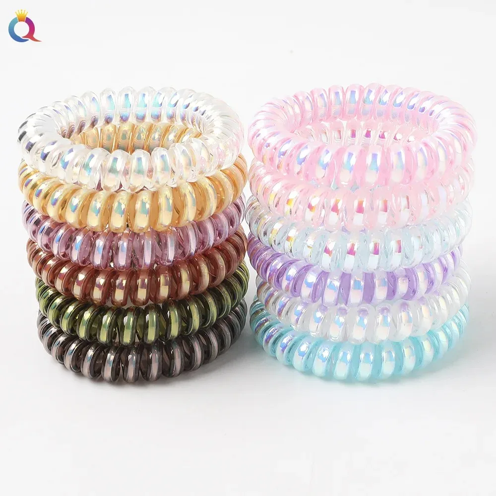 1pcs Matte Telephone Cord Hair Tie Colorful Pink Purple Hairbands Women Rubber Band High Elastic Hair Tie Wholesale image 5