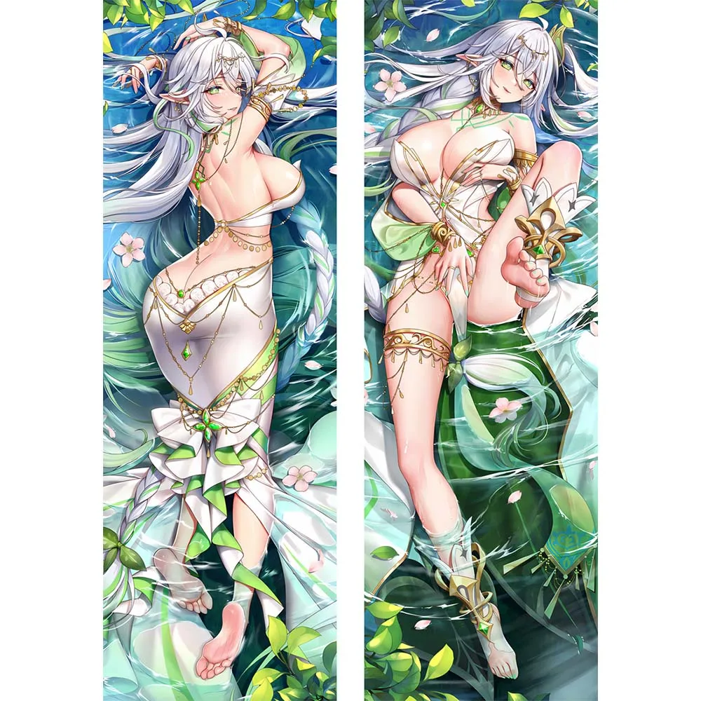 Genshin Impact Nahida Dakimakura Pillowcase Anime Game Hugging Body Pillow Case Double-Sided Pillow Long Peachskin Pillow Otaku