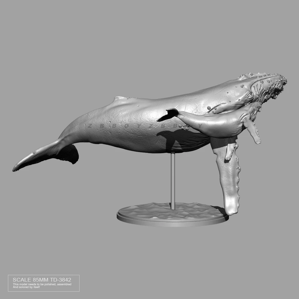 85mm Resin figure model kits Whales DIY colorless and self-assembled TD-3842