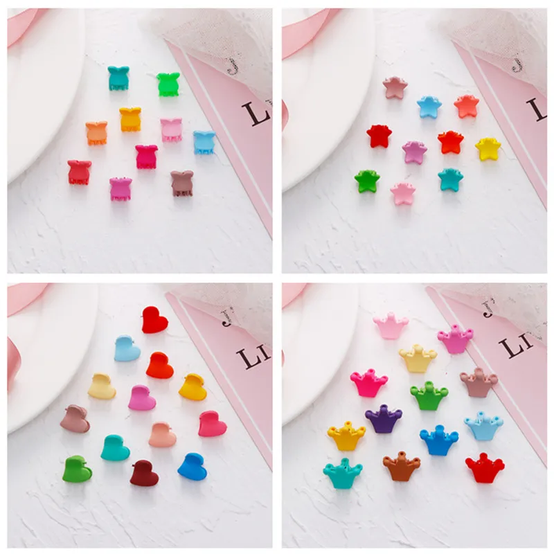 20/40pcs Women Girls Cute Mini Hair Claw Clips Candy Color Plastic Hairpins Hair Braids Maker Beads Hair Accessories Headwear