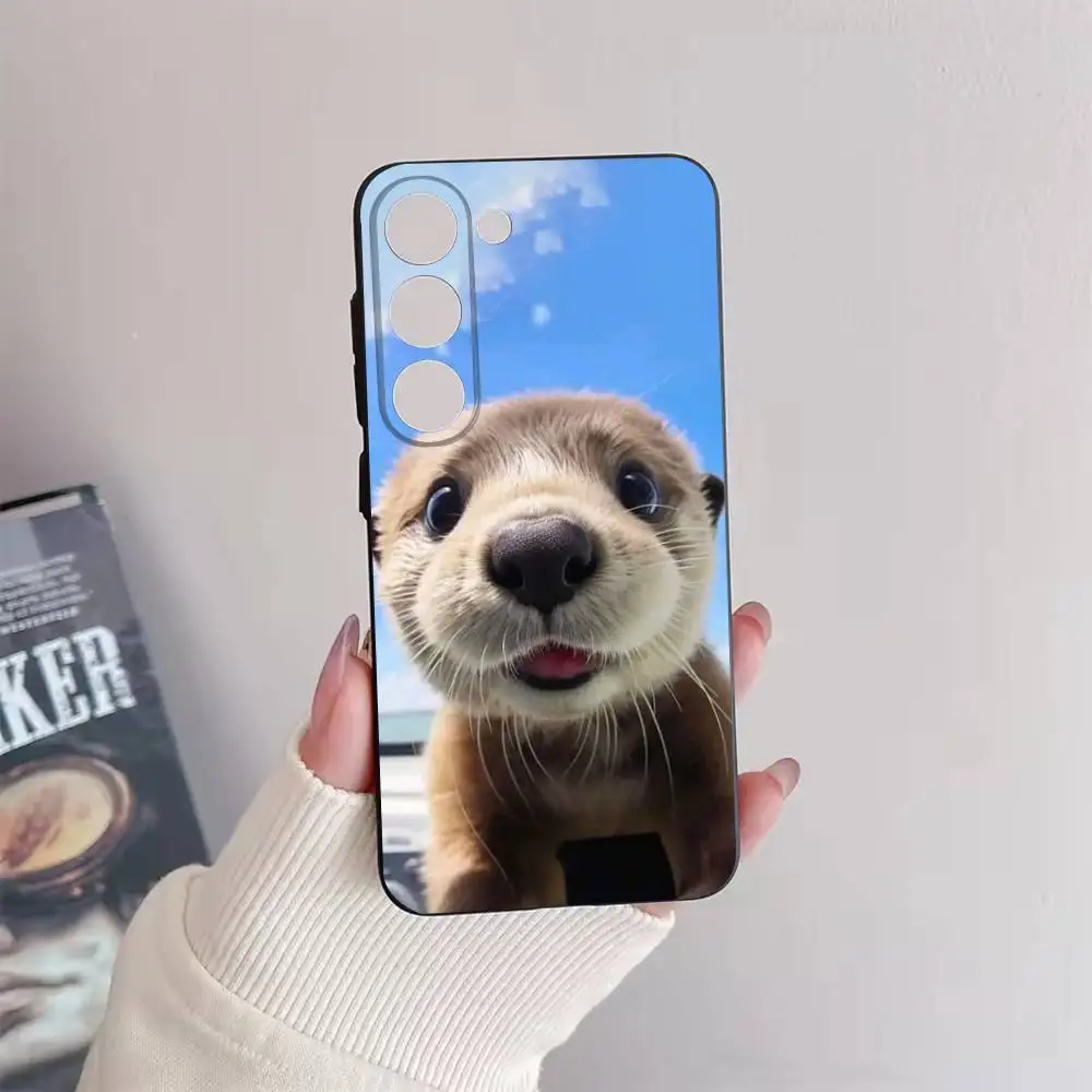 Cuteotter Lutra Lutra Casing Ponsel untuk Samsung Galaxy A73,72,51,53,52,71,22,5G,Note,J7,8,9 Sampul Hitam Lembut