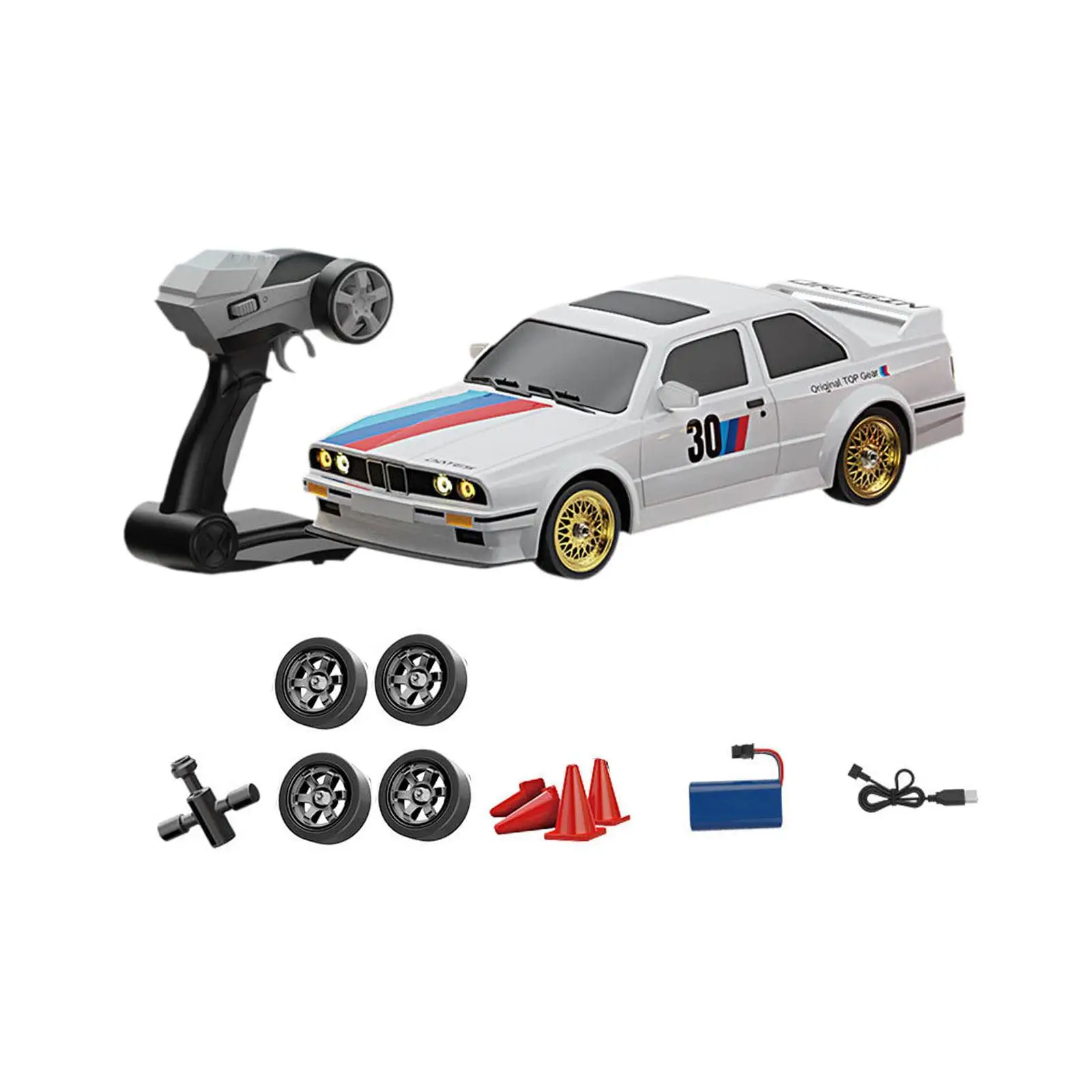 1/16 RC Drift Car 50M Remote Ages 5+ with LED Lights Remote Control Car for Birthday Christmas Festivals Party Favors Present