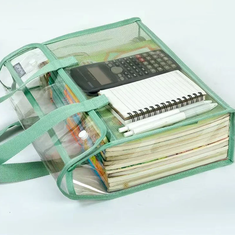 Large capacity tote bag transparent file bag, student textbook homework book storage bag