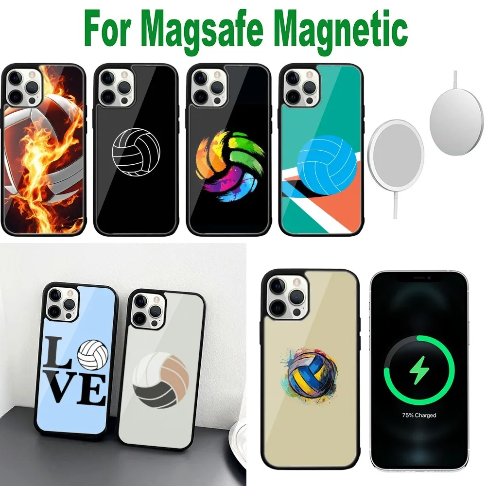 Volleyball Sport Phone Case For iPhone 16,15,14,13,12,11,Plus,Pro,Max,Mini Magsafe Magnetic Wireless Charging