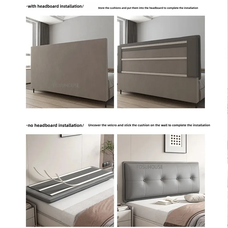 مسند ظهر ناعم ألواح أمامية تكنولوجيا قماش قابل للغسل وسادة مسند ظهر بسيطة ذاتية اللصق لسرير مزدوج بدون لوح أمامي #6