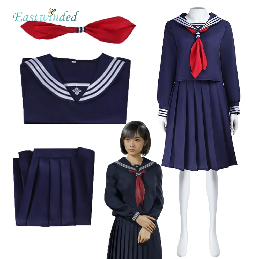 Juego Silent Cosplay Hill Chiko Fukuwaka vestido de marinero azul oscuro falda con lazo conjunto de uniforme mujeres trajes de Halloween fiesta de Carnaval