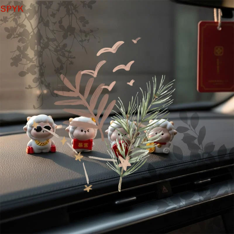 Cute 2027 Year Of The: Sheep Resin Figurines Lucky Design Chinese New Year Home Desktop Decor
